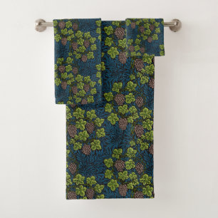 William Morris Seamless Grape Vine Black Pattern Bath Towel Set