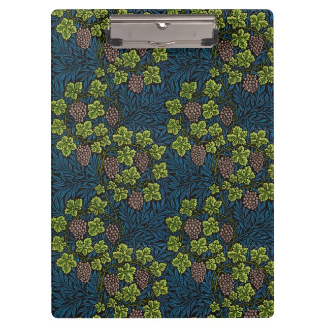 William Morris Seamless Grape Vine Black Pattern Clipboard (Front)