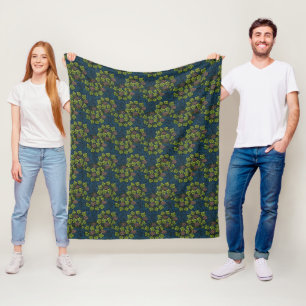 William Morris Seamless Grape Vine Black Pattern Fleece Blanket