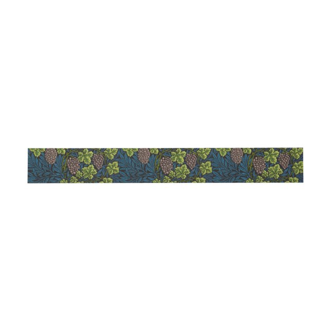 William Morris Seamless Grape Vine Black Pattern Invitation Belly Band (Flat)
