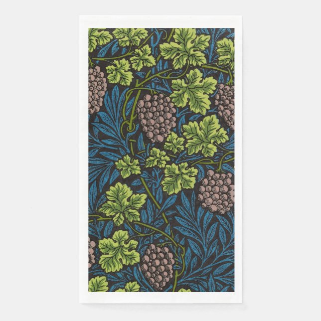 William Morris Seamless Grape Vine Black Pattern Napkin (Front)