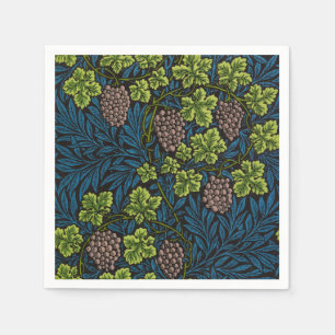 William Morris Seamless Grape Vine Black Pattern Napkin