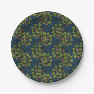 William Morris Seamless Grape Vine Black Pattern Paper Plate