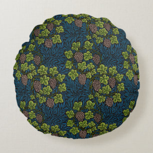 William Morris Seamless Grape Vine Black Pattern Round Cushion