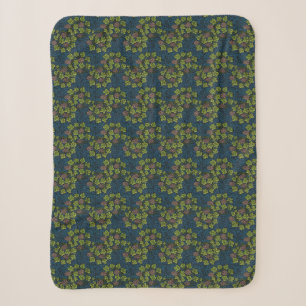William Morris Seamless Grape Vine Black Pattern Sherpa Blanket