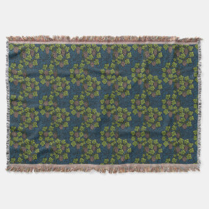 William Morris Seamless Grape Vine Black Pattern Throw Blanket
