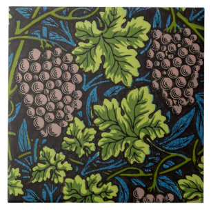 William Morris Seamless Grape Vine Black Pattern Tile
