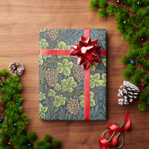 William Morris Seamless Grape Vine Black Pattern Wrapping Paper