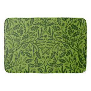 William Morris Seamless Green Oak Leaf Pattern Bath Mat