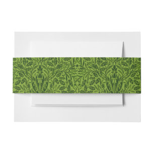 William Morris Seamless Green Oak Leaf Pattern Invitation Belly Band