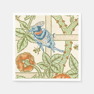 William Morris Seamless Trellis Bird Rose Pattern Napkin