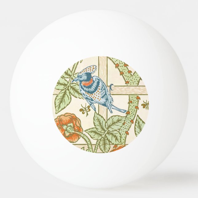 William Morris Seamless Trellis Bird Rose Pattern Ping Pong Ball (Front)