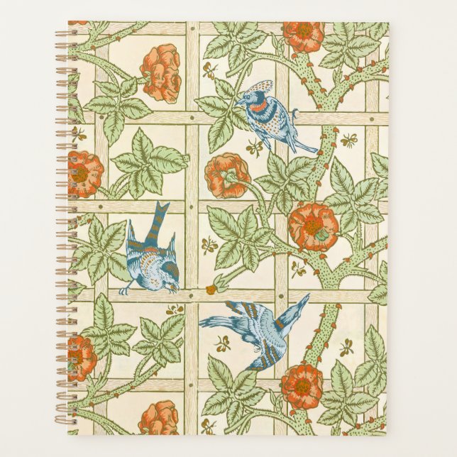 William Morris Seamless Trellis Bird Rose Pattern Planner (Front)