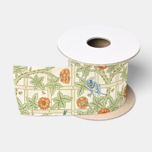 William Morris Seamless Trellis Bird Rose Pattern Satin Ribbon