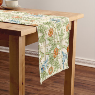 William Morris Seamless Trellis Bird Rose Pattern Short Table Runner