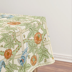 William Morris Seamless Trellis Bird Rose Pattern Tablecloth