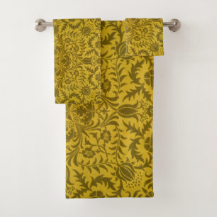 William Morris Seamless Vine Gold Yellow Pattern Bath Towel Set