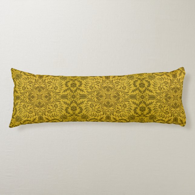 William Morris Seamless Vine Gold Yellow Pattern Body Cushion (Front)