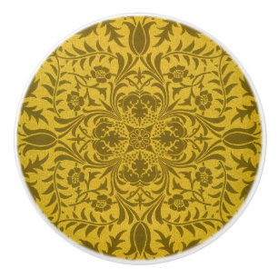 William Morris Seamless Vine Gold Yellow Pattern Ceramic Knob