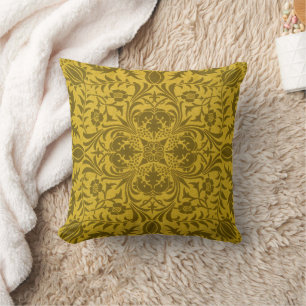 William Morris Seamless Vine Gold Yellow Pattern Cushion