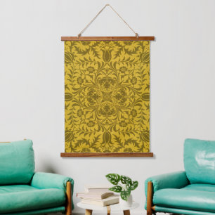 William Morris Seamless Vine Gold Yellow Pattern Hanging Tapestry
