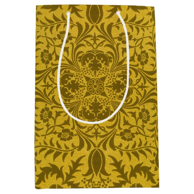 William Morris Seamless Vine Gold Yellow Pattern Medium Gift Bag (Front)