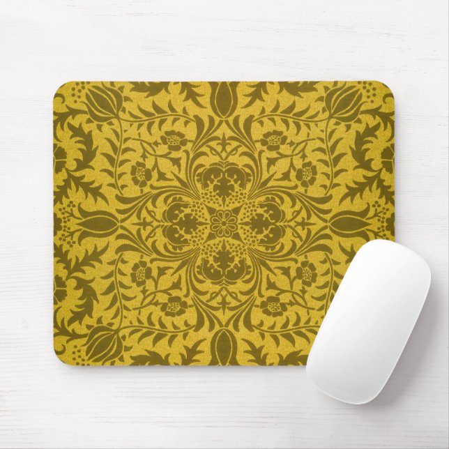 William Morris Seamless Vine Gold Yellow Pattern Mouse Mat (With Mouse)