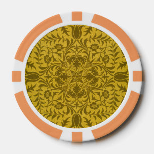 William Morris Seamless Vine Gold Yellow Pattern Poker Chips
