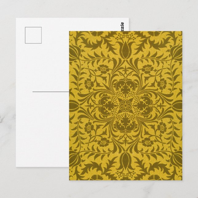 William Morris Seamless Vine Gold Yellow Pattern Postcard (Front/Back)