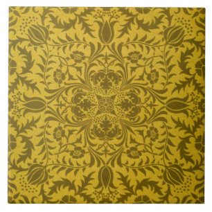 William Morris Seamless Vine Gold Yellow Pattern Tile