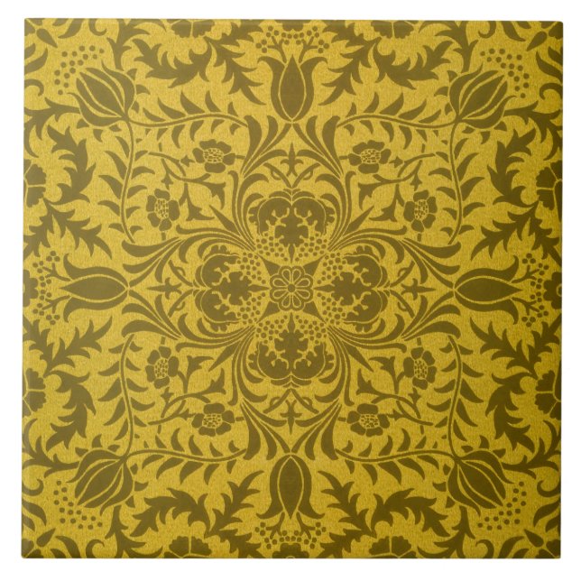 William Morris Seamless Vine Gold Yellow Pattern Tile (Front)
