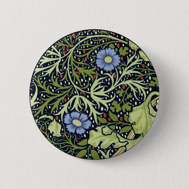 William Morris Seaweed Antique Flower 6 Cm Round Badge (Front)