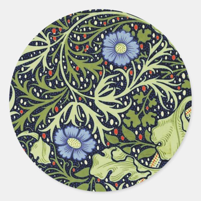 William Morris Seaweed Antique Flower Classic Round Sticker (Front)