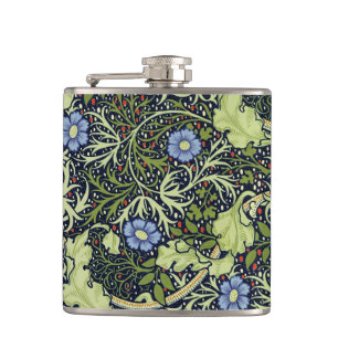 William Morris Seaweed Antique Flower Hip Flask
