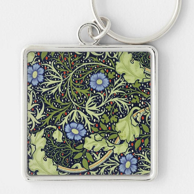 William Morris Seaweed Antique Flower Key Ring (Front)