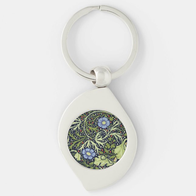 William Morris Seaweed Antique Flower Key Ring (Front)