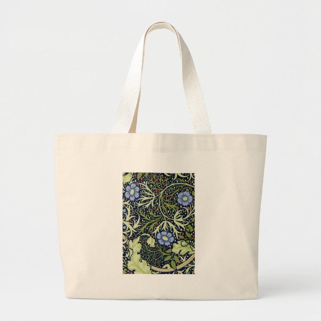 William Morris Seaweed Antique Flower Large Tote Bag (Front)