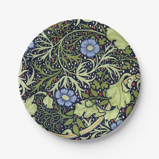 William Morris Seaweed Antique Flower Paper Plate (Front)