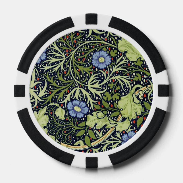 William Morris Seaweed Antique Flower Poker Chips (Front)