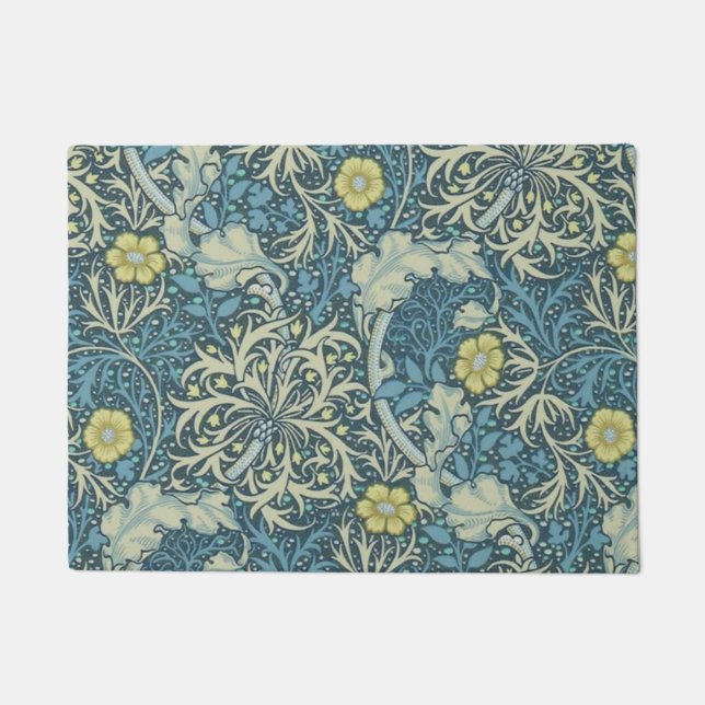 William Morris Seaweed Pattern Doormat (Front)
