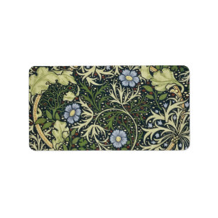 William Morris Seaweed Pattern Floral Vintage Art Label