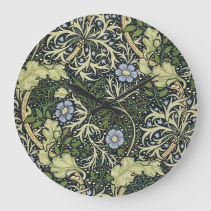 William Morris Seaweed Pattern Floral Vintage Art Large Clock
