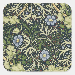 William Morris Seaweed Pattern Floral Vintage Art Square Sticker