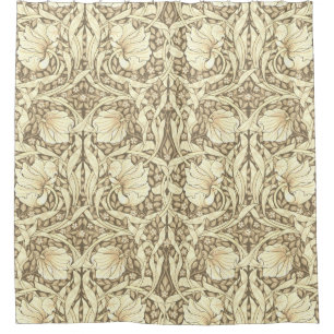 William Morris,sepia pimpernel,art nouveau Shower Curtain
