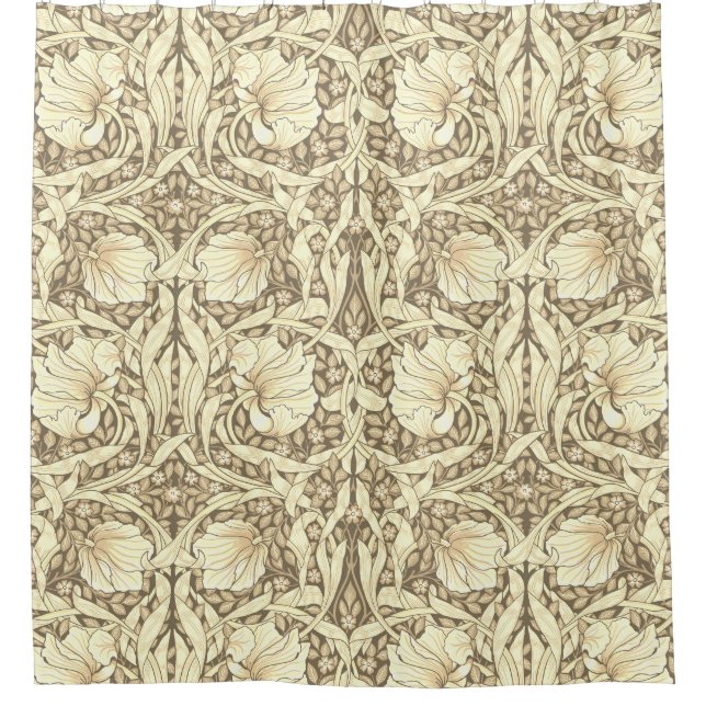 William Morris,sepia pimpernel,art nouveau Shower Curtain (Front)