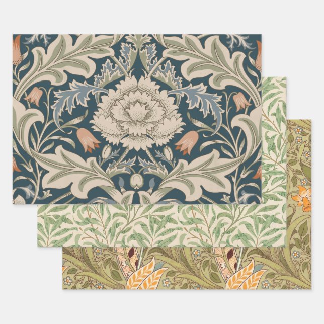 William Morris Severn Floral Garden Flower Classic Wrapping Paper Sheet (Set)