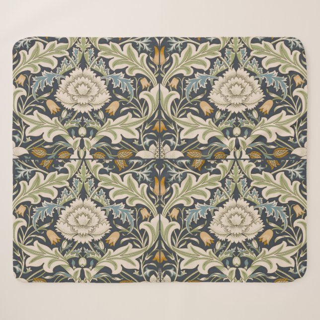 William Morris Severn Floral Pattern Classic Sherpa Blanket (Front (Horizontal))
