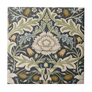 William Morris Severn Navy Blue Floral Art Tile