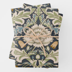 William Morris Severn Navy Blue Floral Art Wrapping Paper Sheet