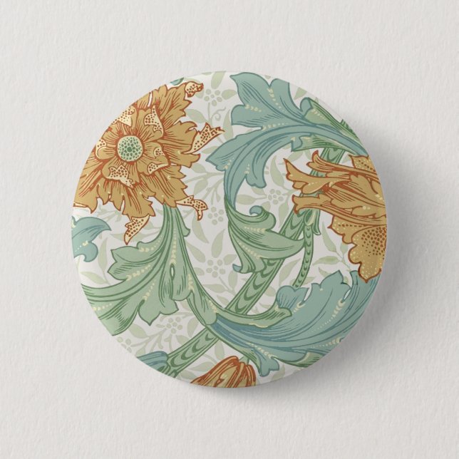 William Morris Single Stem Floral Pattern 6 Cm Round Badge (Front)